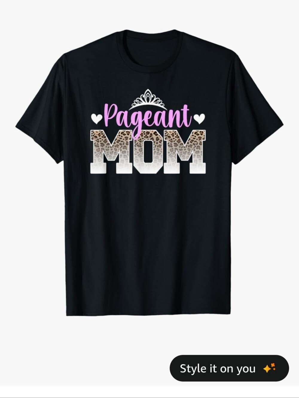 Pageant Mom Leopard Print Tee - Black with Pink & White Accents